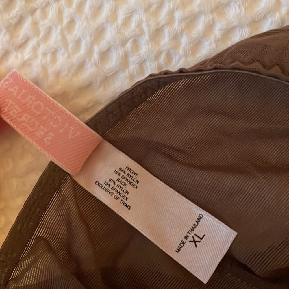 NWOT Victorias Secret Unlined Brown Lace Bra & Panty set 38D/XL - Picture 6 of 10
